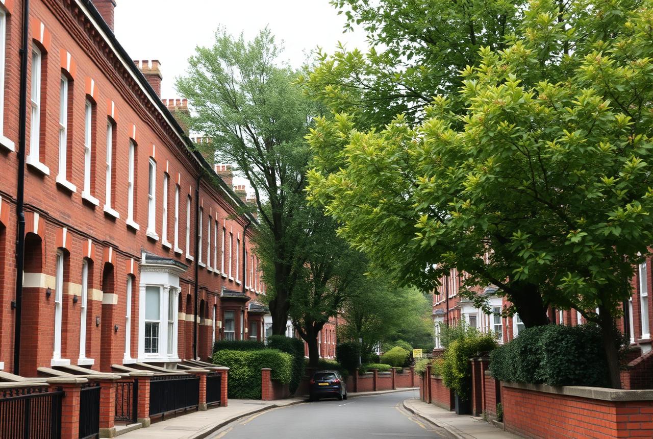 Quiet residential London street near Kilburn Station